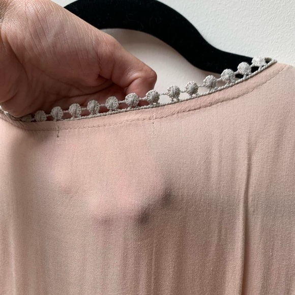 (SOLD) Vintage Pink Maxi Lace Dress with Ruffle Trims - Picture 5 of 5